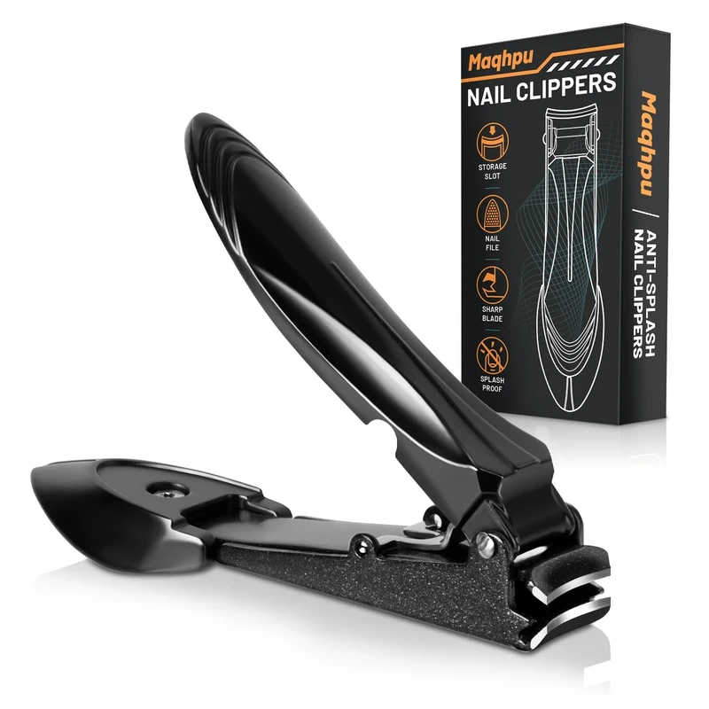 Maqhpu Valentines Gifts for Him, Nail Clipper for Men, Mens Gifts, Nail Clippers with Catcher, No Splash, Self-Collecting Nail Clippers for Fingernails & Toenails, Stocking Stuffers Gadgets