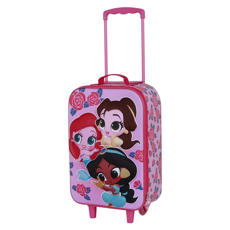 Disney Princess Flowers-Soft 3D Trolley Suitcase, Pink, 17 x 33 x 52 cm, Capacity 26 L