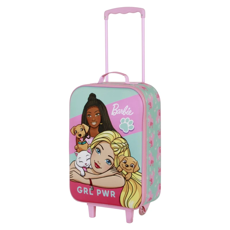 Karactermania Barbie Pets-Soft 3D Trolley Suitcase, Pink, 17 x 33 x 52 cm, Capacity 26 L