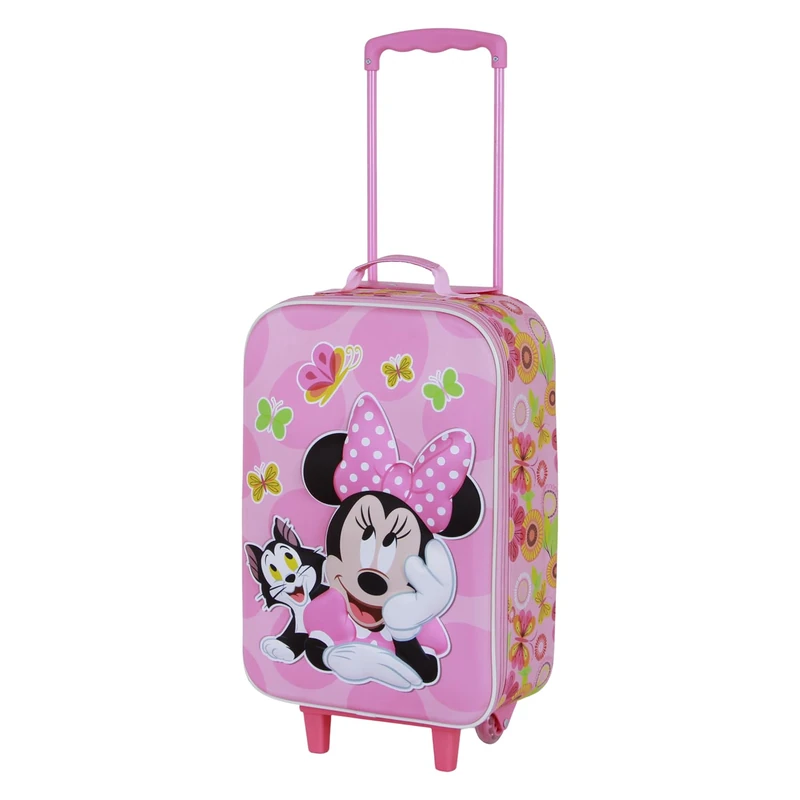 Disney Minnie Mouse Kitten-Soft 3D Trolley Suitcase, Pink, 17 x 33 x 52 cm, Capacity 26 L