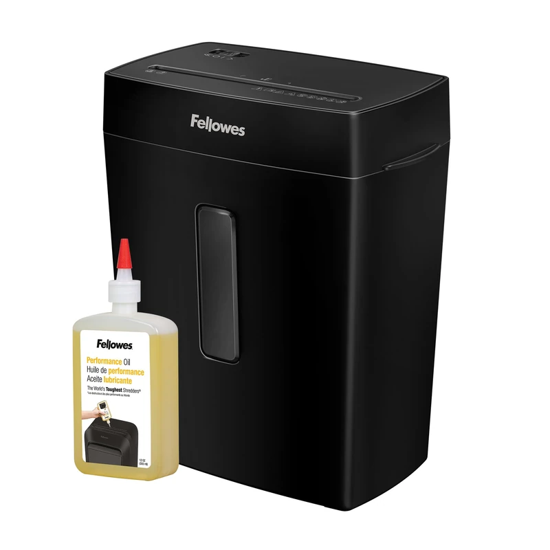 Fellowes Paper Shredder for Home Use - 8 Sheet Cross Cut Paper Shredder - Home Shredder with 15 Litre Bin - Powershred FS-8C - Amazon Exclusive + Fellowes Shredder Oil for Paper Shredders, 355ml