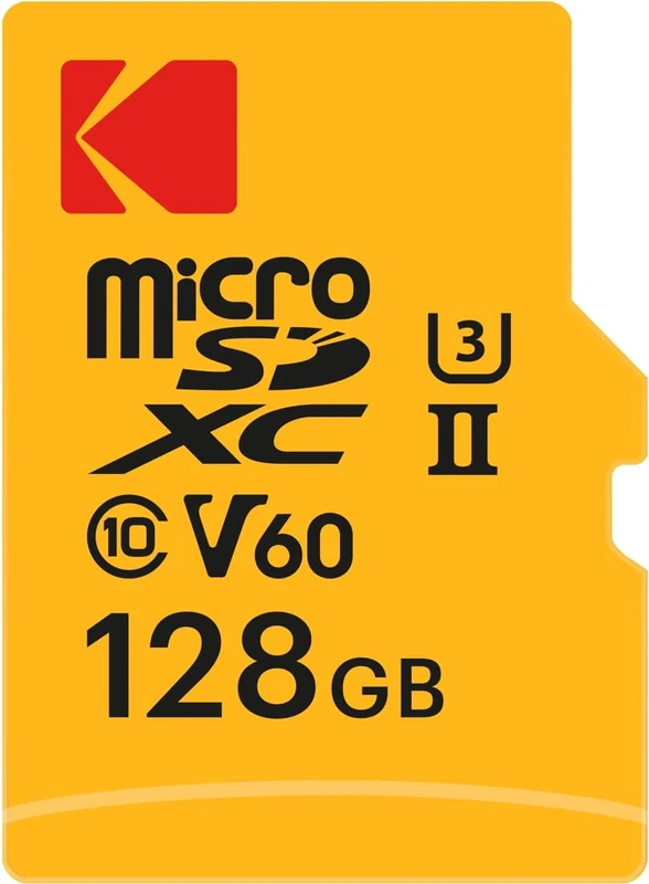 Kodak MicroSD Card 128GB UHS-II U3 V60 High Speed 300MB/s Read 160MB/s Write 4K/8K Video Ideal for Photography and Videography with SD Adapter Included