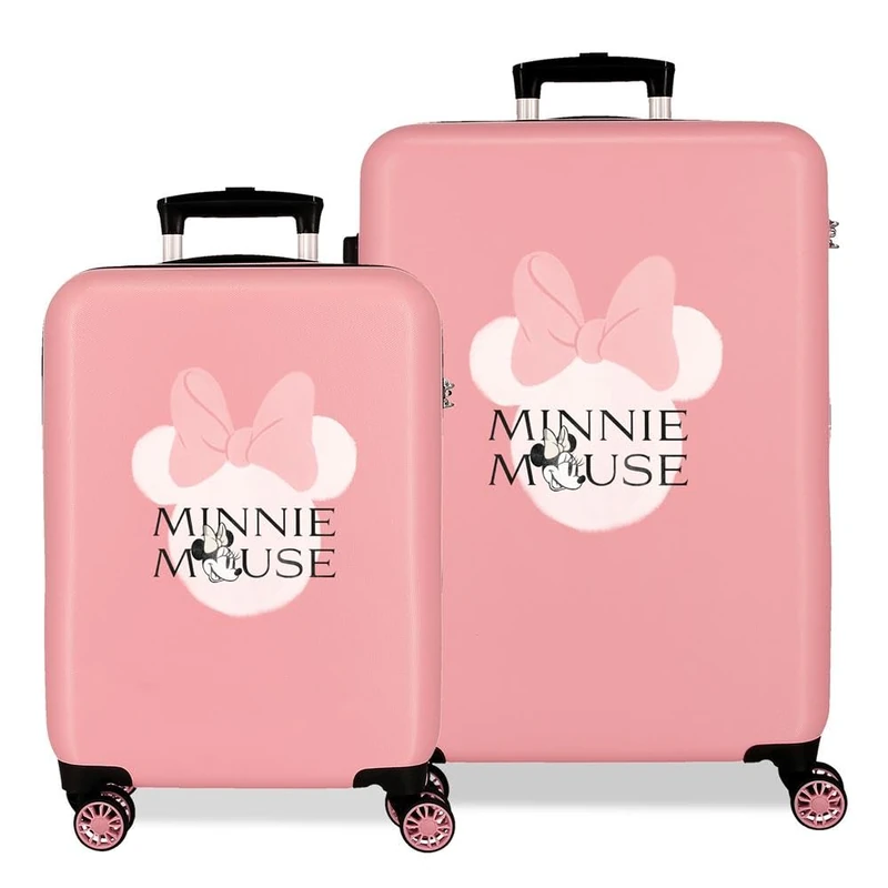 Disney Joumma Minnie Heads Suitcase Set Pink 55/65 cm Rigid 7.5 kg Combination Lock Side ABS 7.5 kg 91L Hand Luggage, Pink, One Size, Suitcase Set