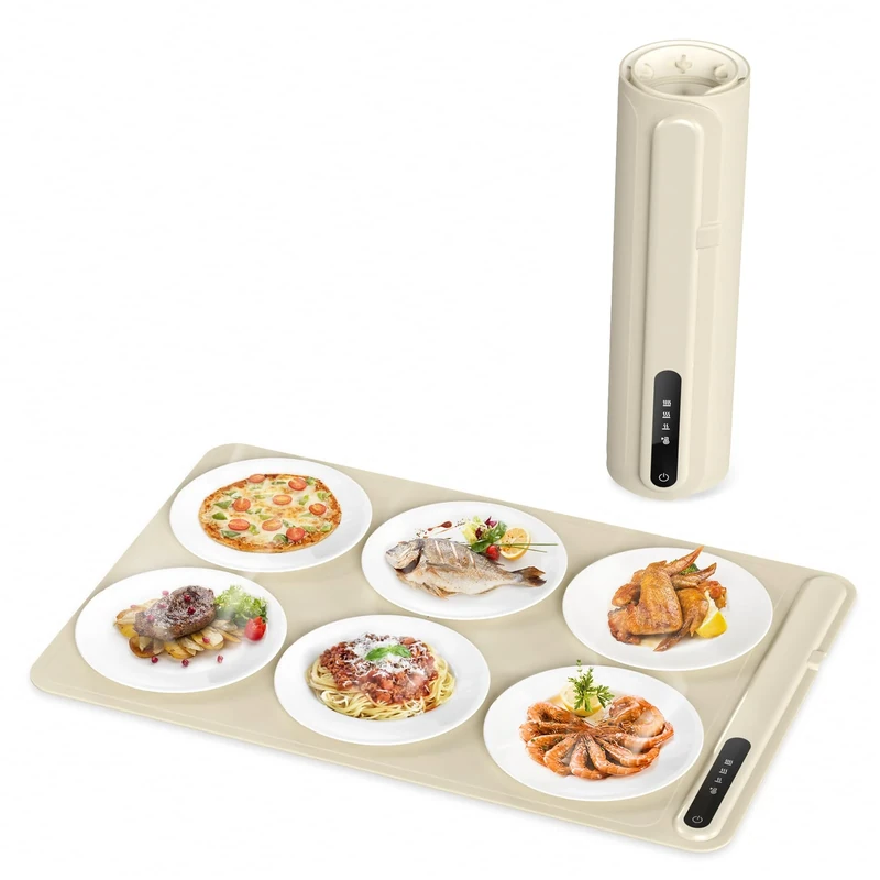 Morpilot Electric Food Warmer 6 in 1 - Portable Food Warming Mat Silicone Warming Tray with 3 Adjustable Temperature Heating Plate for Buffet Party Home Dinners
