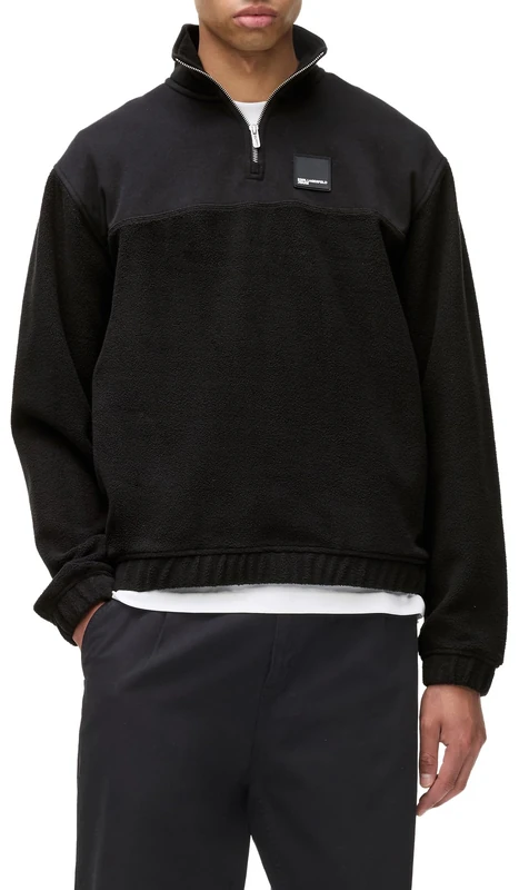 KARL LAGERFELD JEANS, Men's, Polar Fleece Zip Sweat, Regular Fit, Black, S