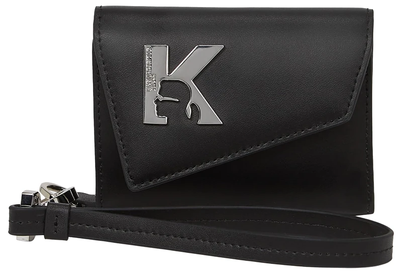 KARL LAGERFELD JEANS Women Geo Cardholder with String Black One Size - Image 1