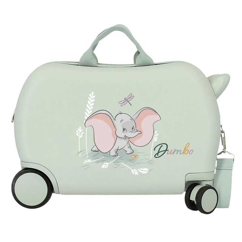 Disney Dumbo with Dragon Fly Children's Hard Case Combination Lock Side 4 Wheels Hand Luggage is Made of ABS, a Rigid and Lightweight Material., Green, One Size, Children's Suitcase