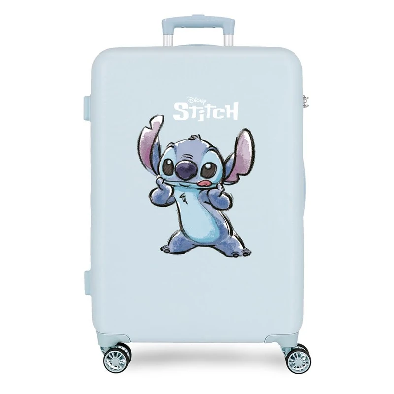 Disney Joumma Stitch Naughty Medium Suitcase Blue 46x65x23 cm Rigid 2.65 kg Combination Lock Side ABS 2.65 kg 56LExtensible, Blue, One Size, Medium Suitcase