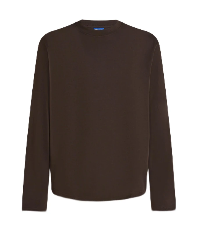 KARL LAGERFELD JEANS, Men's, Regular Long Sleeve Curved Hem Tee, Regular Fit, Brown, M