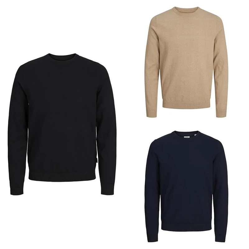 JJ REBEL JREBCALLUM Knit Crew Neck NOOS Navy Blazer Black Crockery XXL