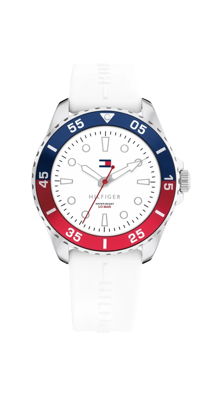 Tommy Hilfiger Three Hand Quartz Movement Watch for Youth with White Silicone Bracelet - 1720050