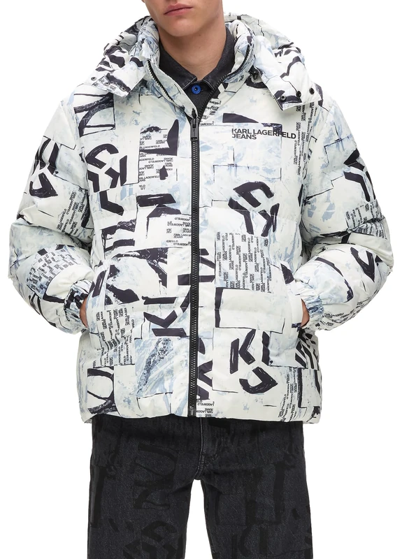 KARL LAGERFELD JEANS Men All Over Print Puffer Urban Texture All Over Print XXL