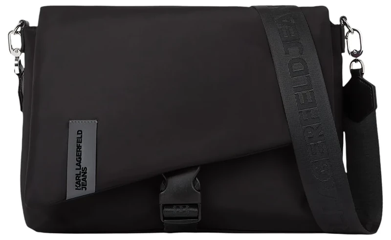 KARL LAGERFELD JEANS, Men's, Padded Nylon Messenger, Black, One size