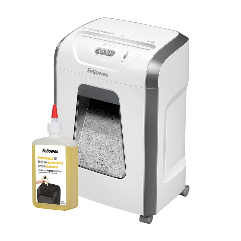Fellowes Paper Shredder for Home Office Use - 12 Sheet Cross Cut Paper Shredder - FS-12C Home Shredder with 19L Bin - 20 Minute Run-Time - Amazon Exclusive + Fellowes Shredder Oil for Shredders, 355ml