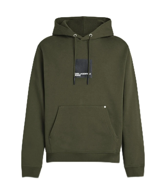 KARL LAGERFELD JEANS, Men's, Box Logo Hoodie, Regular Fit, Green, XXL
