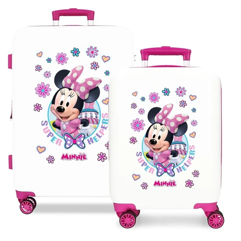 Joumma Disney Minnie Super Helpers Suitcase Set White 55/65 cm Rigid 6 kg Combination Lock Side ABS 6 kg 91L Hand Luggage, White, One Size, Suitcase Set