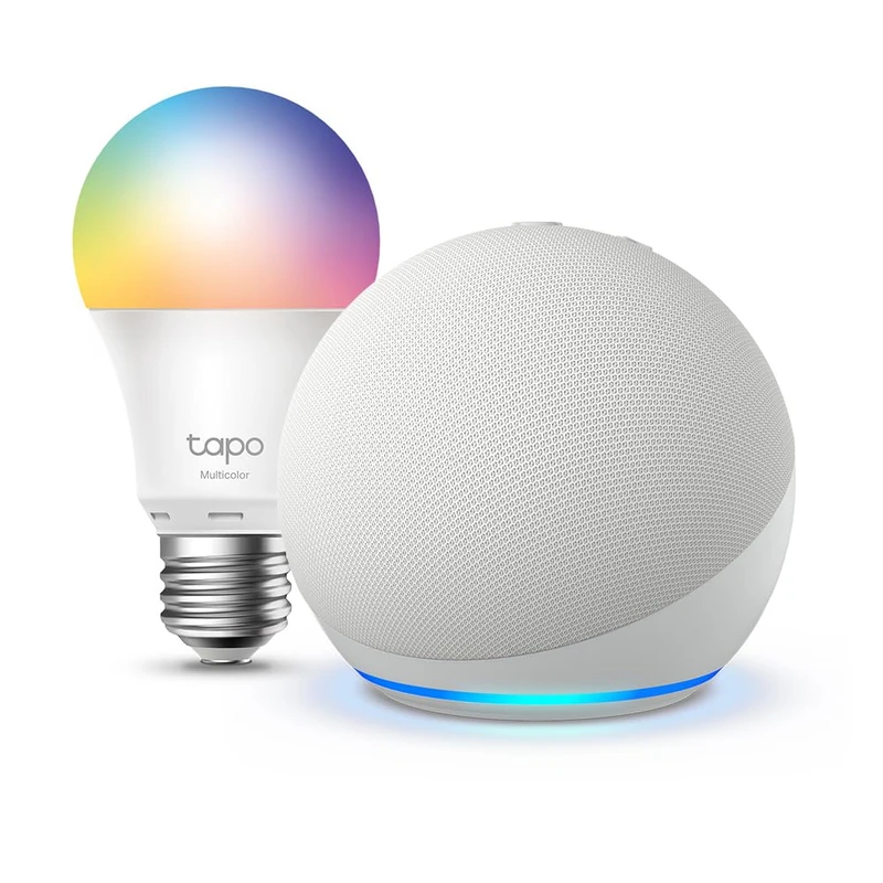 Echo Dot (5th generation) | Glacier White + Tapo L530EA Smart Light Bulb (E27), Works with Alexa - Smart Home Starter Kit, with Alexa+ Early Access