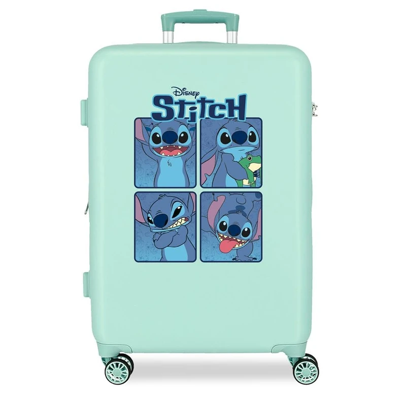 Joumma Disney Adorable Stitch Medium Suitcase Blue 46x65x23cm Hard 3kg Combination Lock Side ABS 3kg 56LExtensible, Blue, One Size, Medium Suitcase