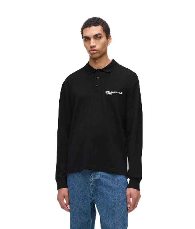 KARL LAGERFELD JEANS, Men's, Regular Pique Polo, Regular Fit, Black, S