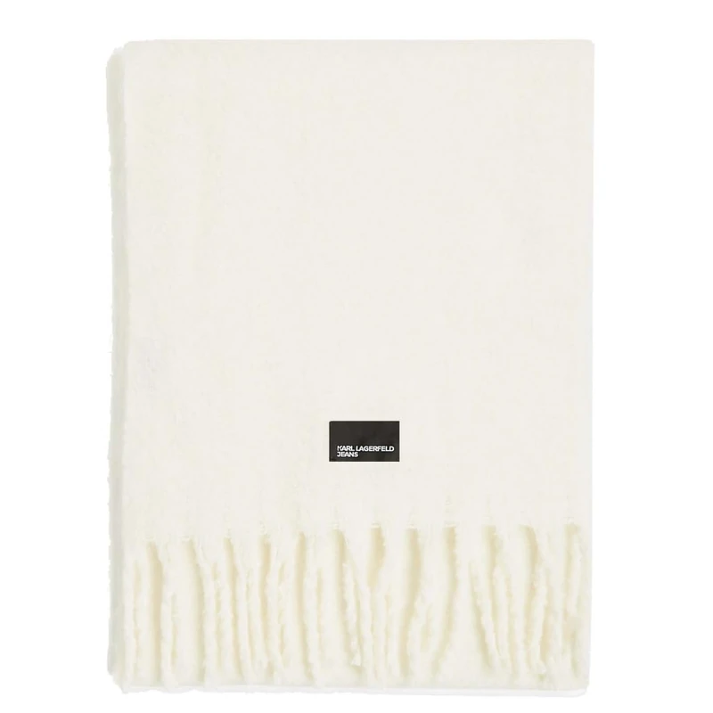 KARL LAGERFELD JEANS, Women's, Chunky Furry Scarf, White, One size