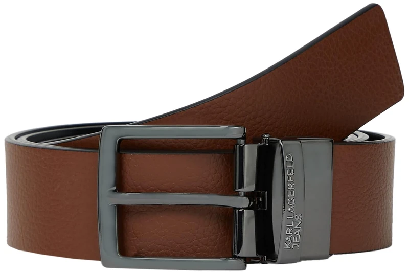 KARL LAGERFELD JEANS, Men's, Reversible Leather Belt, Brown, 100