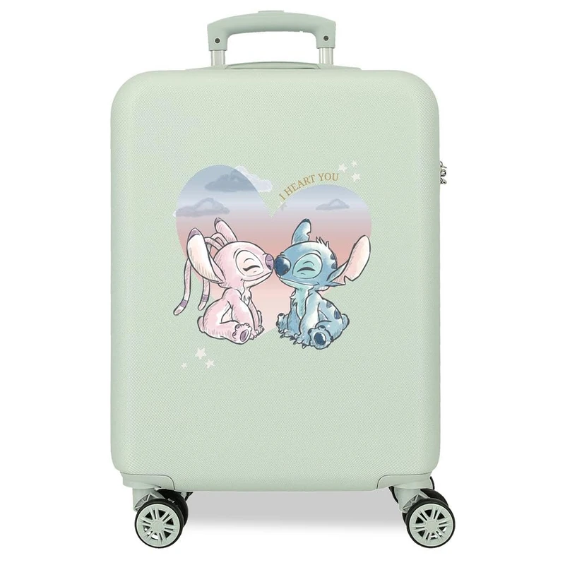 Disney Joumma Adorable Stitch Cabin Suitcase Green 38 x 55 x 20 cm Rigid 2 kg Combination Lock Side ABS 2 kg 35L Hand Luggage, Green, One Size, Cabin Suitcase
