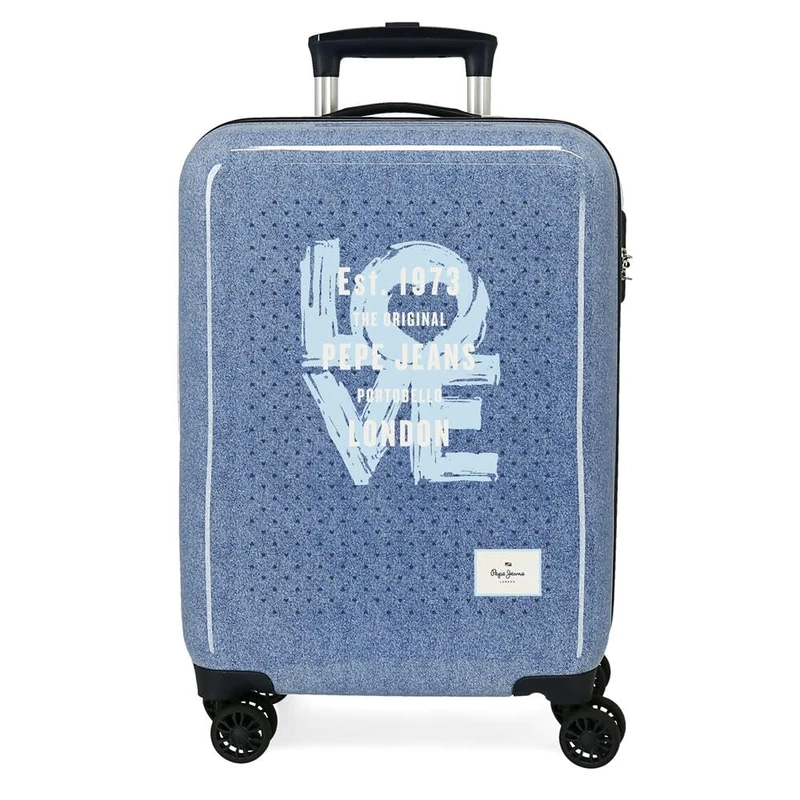 Pepe Jeans Noni Denim Cabin Suitcase Blue 38x55x20cm Rigid 2kg Combination Lock Side ABS 2kg 34L Hand Luggage by Joumma Bags, Blue, One Size, Cabin Suitcase
