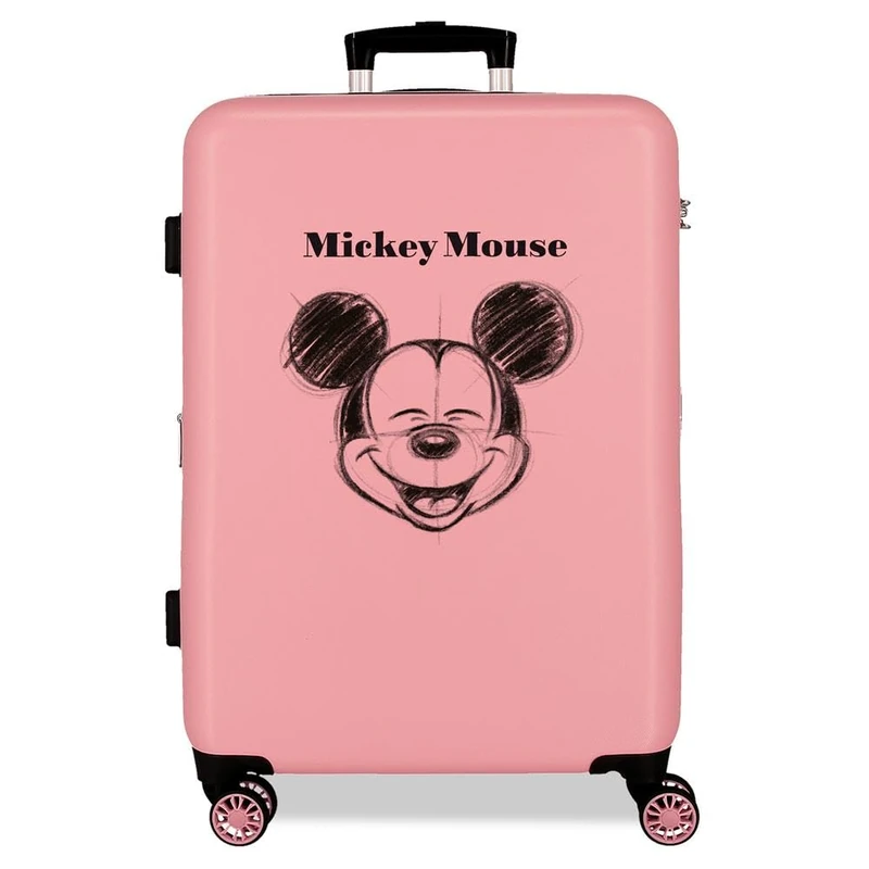 Disney Joumma Mickey Sketch Medium Suitcase Pink 48 x 68 x 26 cm Rigid 3 kg Combination Lock Side ABS 3 kg 56LExtensible, Pink, One Size, Medium Suitcase