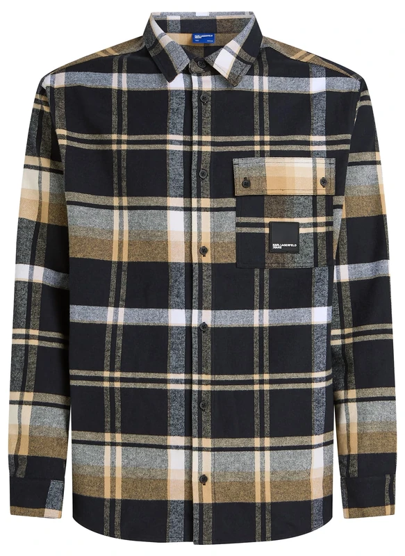 KARL LAGERFELD JEANS, Men's, Check Shirt, Regular Fit, Brown, XL