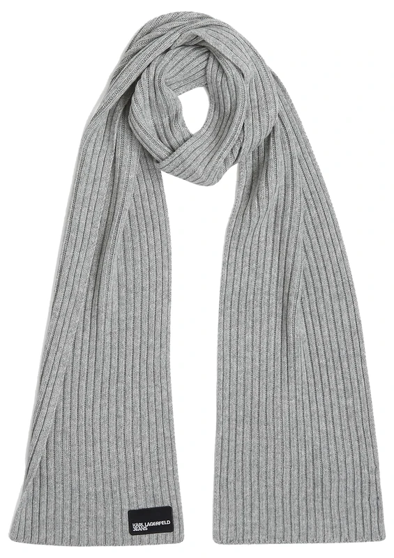 KARL LAGERFELD JEANS, Men's, Patch Logo Scarf, Grey, One size