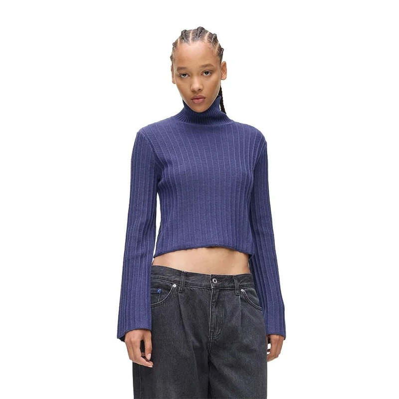 KARL LAGERFELD JEANS, Women's, Plisse Sweater, Regular Fit, Blue, S