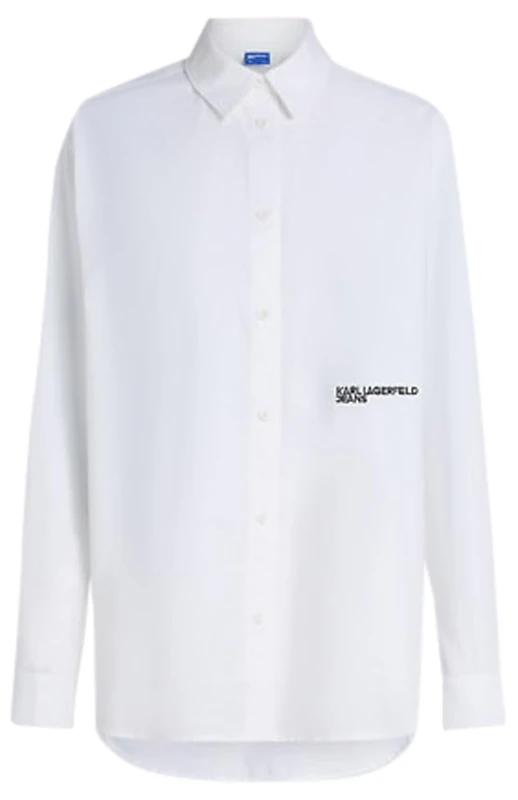 KARL LAGERFELD JEANS, Women's, Oxford Blouse, Relaxed Fit, White, L