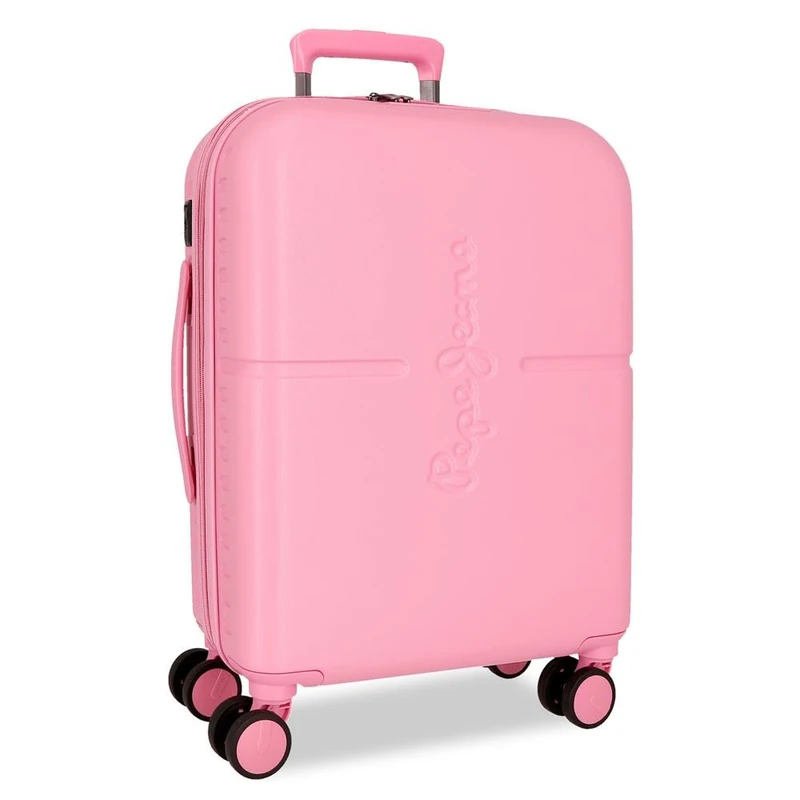Pepe Jeans Highlight Cabin Suitcase Pink 40x55x20cm Rigid 2.9kg TSA Lock Integrated ABS 2.9kg 37L Hand Luggage by Joumma Bags, Pink, One Size, Cabin Suitcase