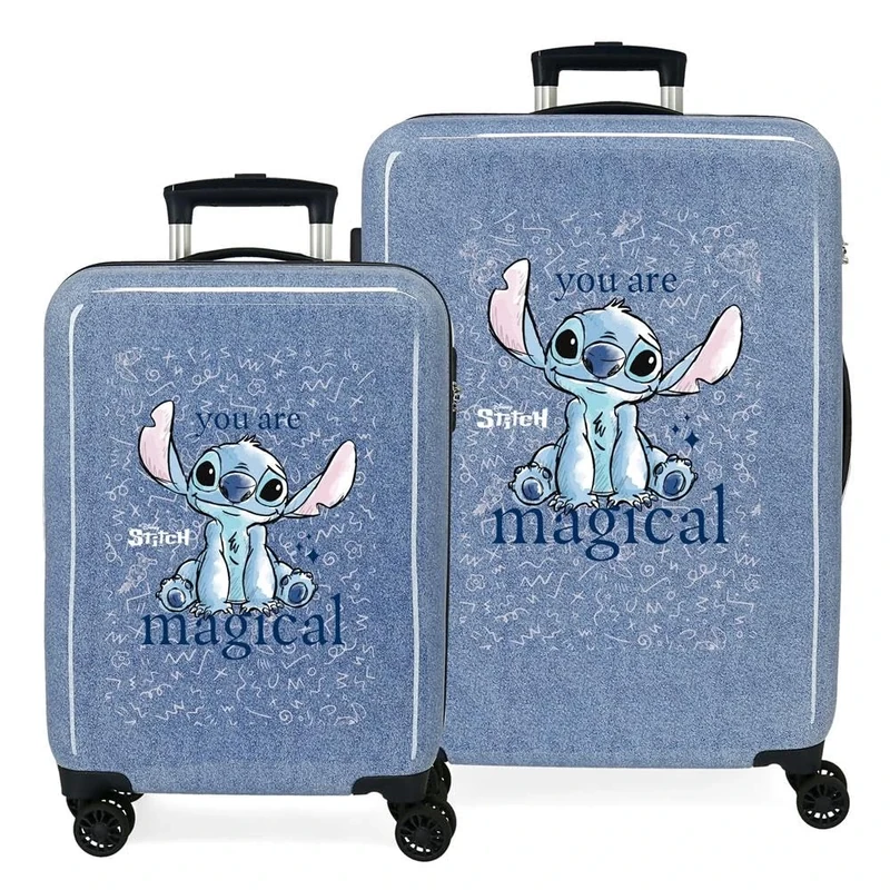 Disney Joumma Stitch You are Magical Suitcase Set Blue 55/65 cm Rigid 6 kg Combination Lock Side ABS 6 kg 91L Hand Luggage, Blue, One Size, Suitcase Set