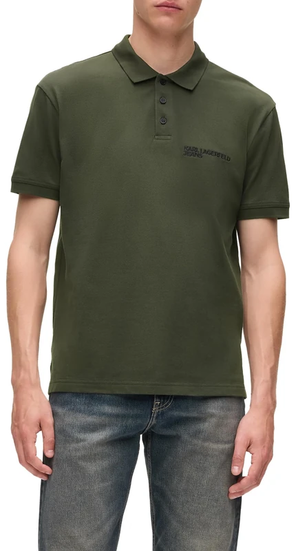 KARL LAGERFELD JEANS, Men's, Regular Pique Polo, Regular Fit, Green, M