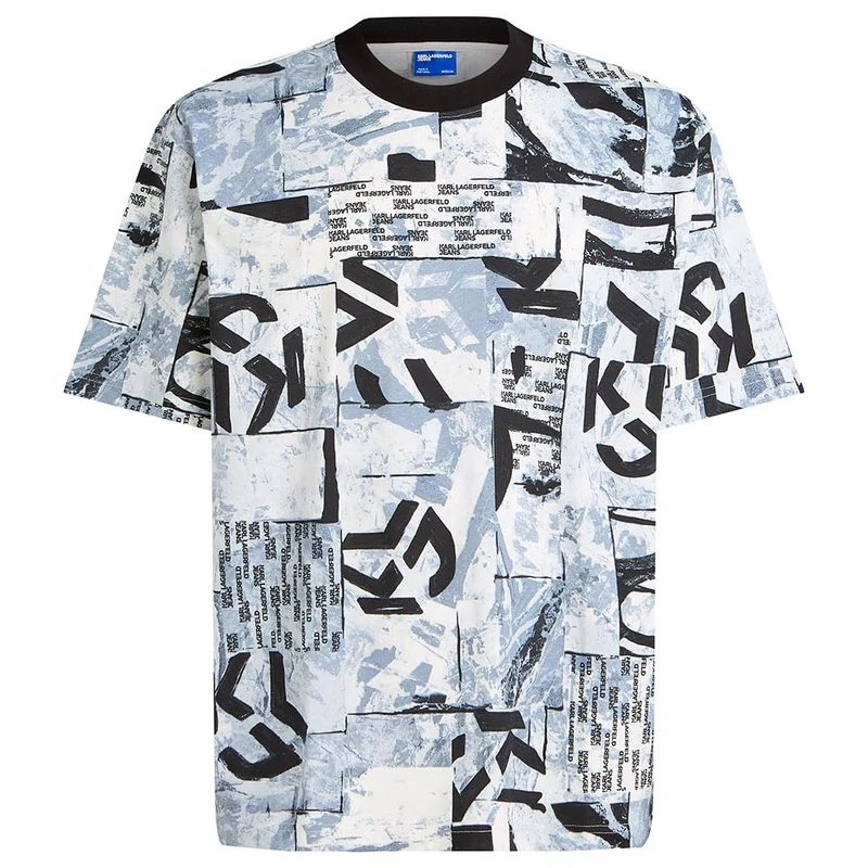 KARL LAGERFELD JEANS, Men's, Relaxed Short Sleeve All Over Print Tee, Relaxed Fit, Multicolor, M