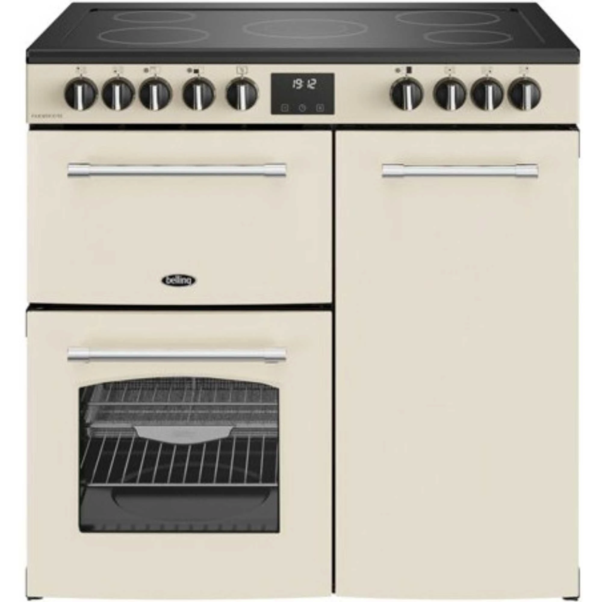 Belling Farmhouse 90E 90cm Electric Range Cooker with Ceramic Hob - Cream - A/A Rated