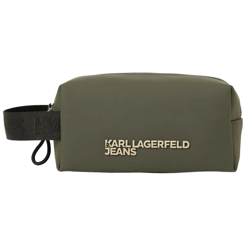 KARL LAGERFELD JEANS, Men's, Coated Pu Washbag, Green, One size