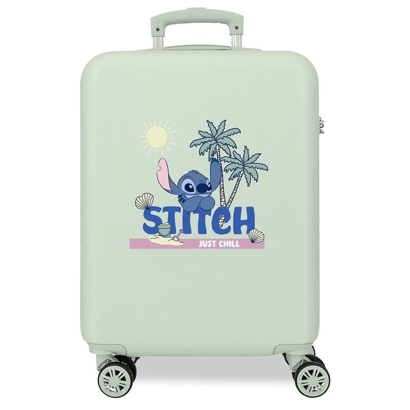 Joumma Disney Stitch Just Chill Cabin Suitcase Green 38 x 55 x 20 cm Rigid 2 kg Combination Lock Side ABS 2 kg 35L Hand Luggage, Green, One Size, Cabin Suitcase