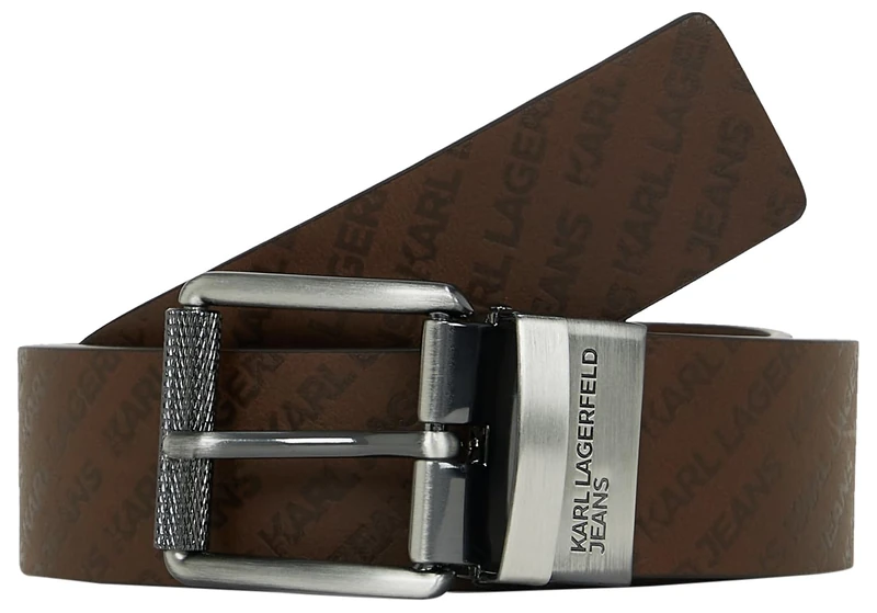 KARL LAGERFELD JEANS, Men's, Reversible Debossed Belt, Brown, 95
