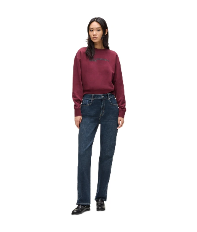 KARL LAGERFELD JEANS Women High Rise Straight Denim Washed Blue Black 3032