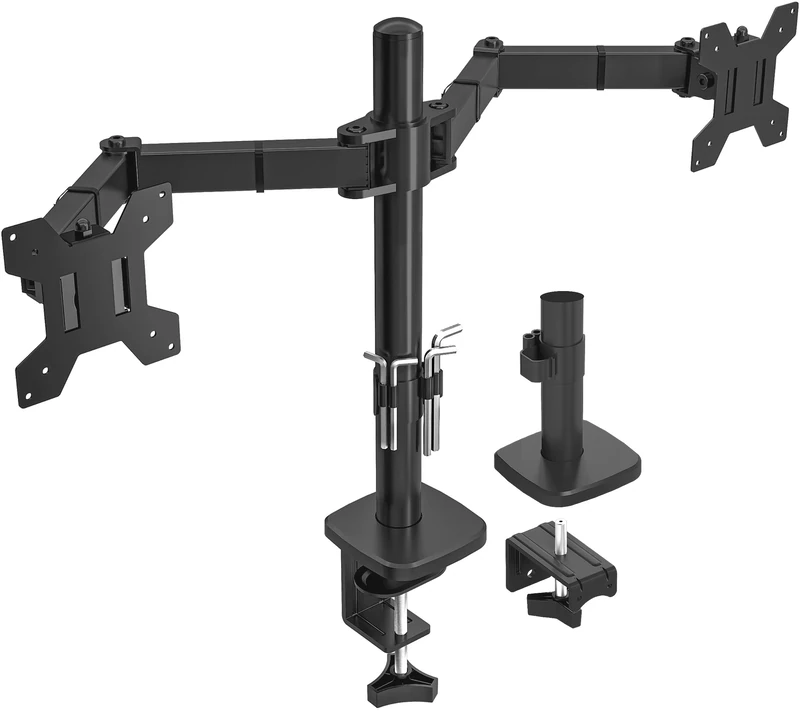Utopia Home Dual Monitor Arms Adjustable Screen Adjustable Arm Desk Mount for 13-32 Inch Screens, VESA Mount VESA 75/100mm, Full Motion Tilt & 360° Rotation, Max 10kg per Arm, Height Adjustable,