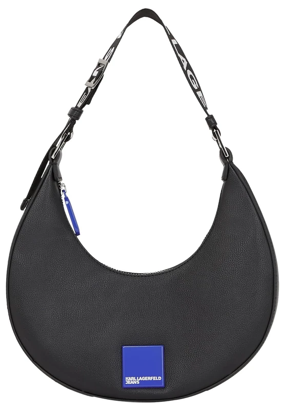 KARL LAGERFELD JEANS, Women's, Box Logo Halfmoon Bag, Black, One size