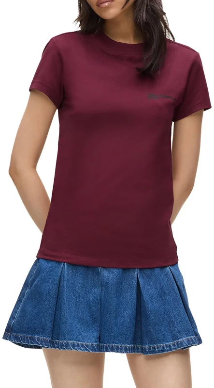 KARL LAGERFELD JEANS Women Slim Short Sleeve T-Shirt Zinfandel S