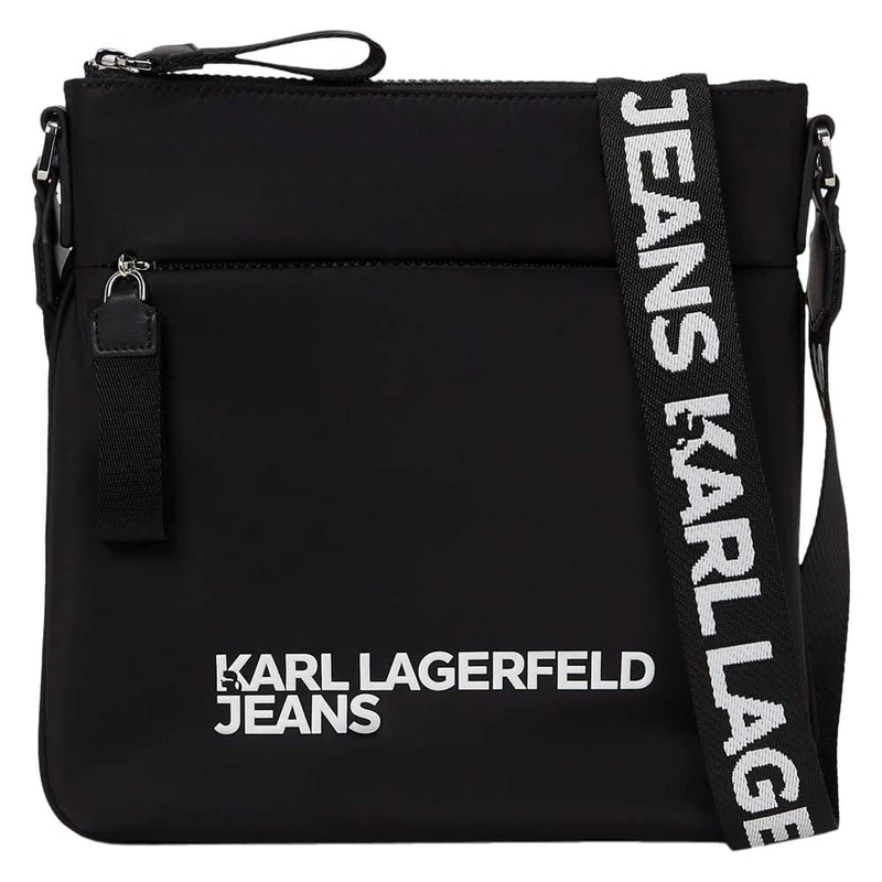 KARL LAGERFELD JEANS, Men's, Essential Nylon Flat Crossbody, Black, One size