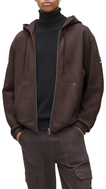 KARL LAGERFELD JEANS, Men's, Reg Patch Zip Hoodie, Regular Fit, Brown, M