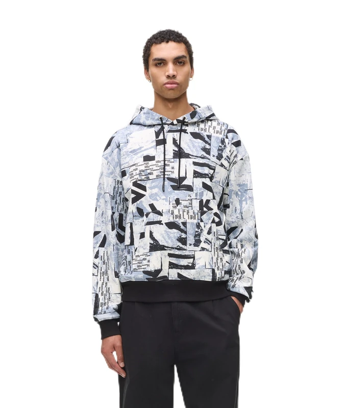 KARL LAGERFELD JEANS, Men's, Relaxed All Over Print Hoodie, Relaxed Fit, Multicolor, XS