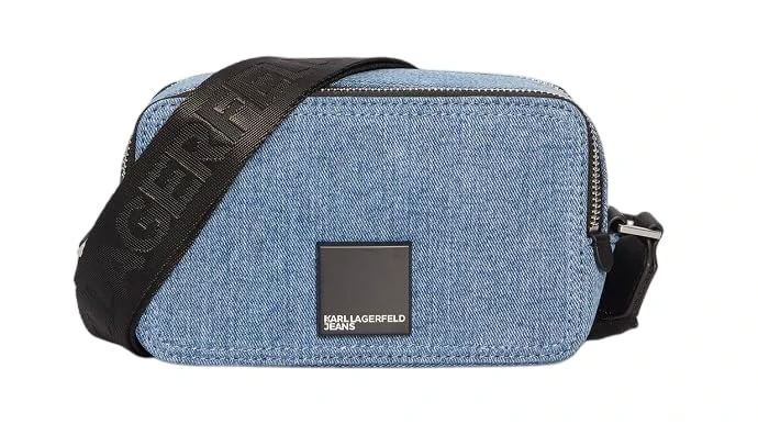 KARL LAGERFELD JEANS, Women's, Box Logo Camera Bag Denim, Blue, One size