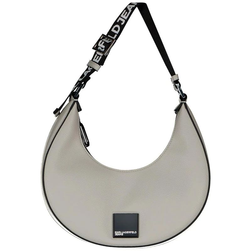 KARL LAGERFELD JEANS, Women's, Box Logo Halfmoon Bag, Beige, One size
