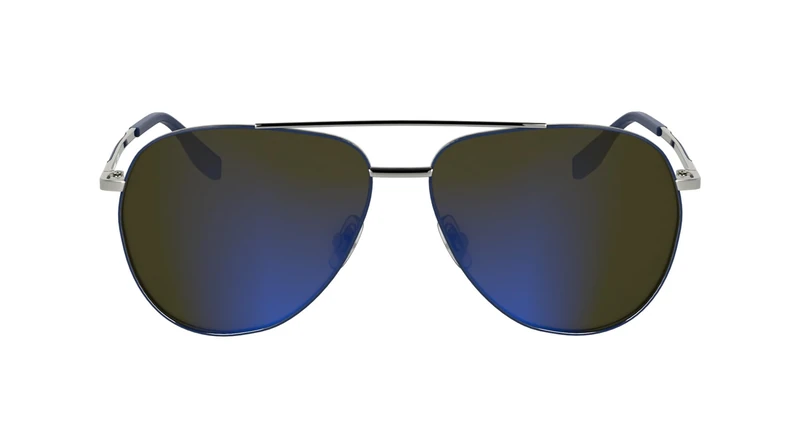 KARL LAGERFELD Unisex Adult Sunglasses KL360S - Silver with Solid Brown With Blue Mirror Lens